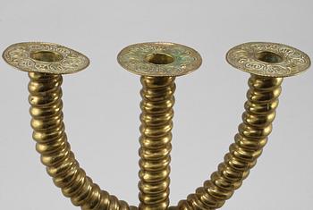 KANDELABER, barockstil, mässingsplåt, 1800-tal.