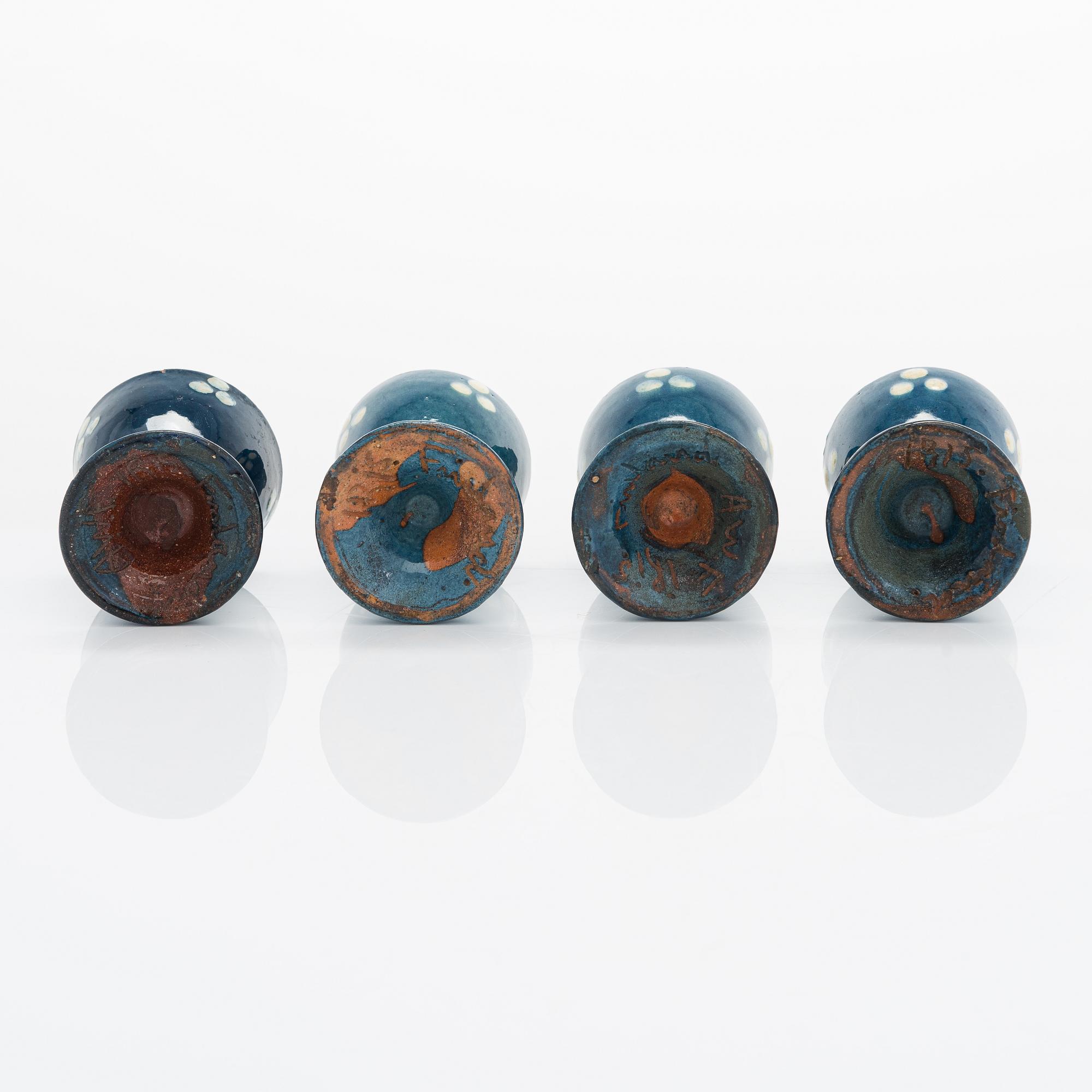 Alfred William Finch, a set of four egg cups from around year 1900, Iris, Finland.