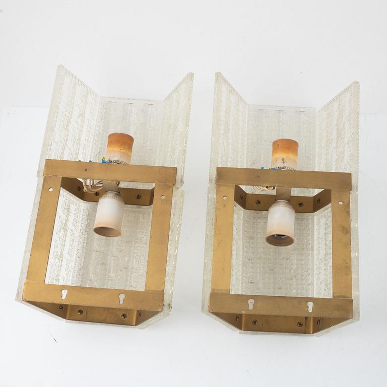 Carl Fagerlund, four wall lights, Orrefors, Sweden, second half of the 20th century.