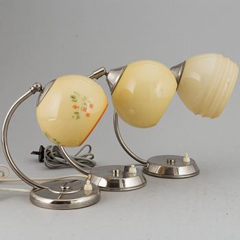 Three  table lamps, ca 1930/40's.