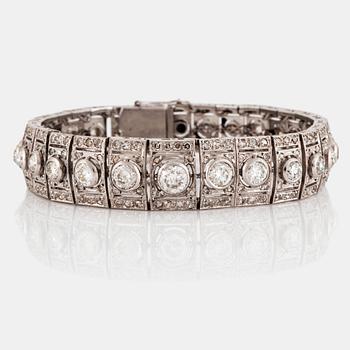 A platinum bracelet set with old- and eight-cut diamonds.