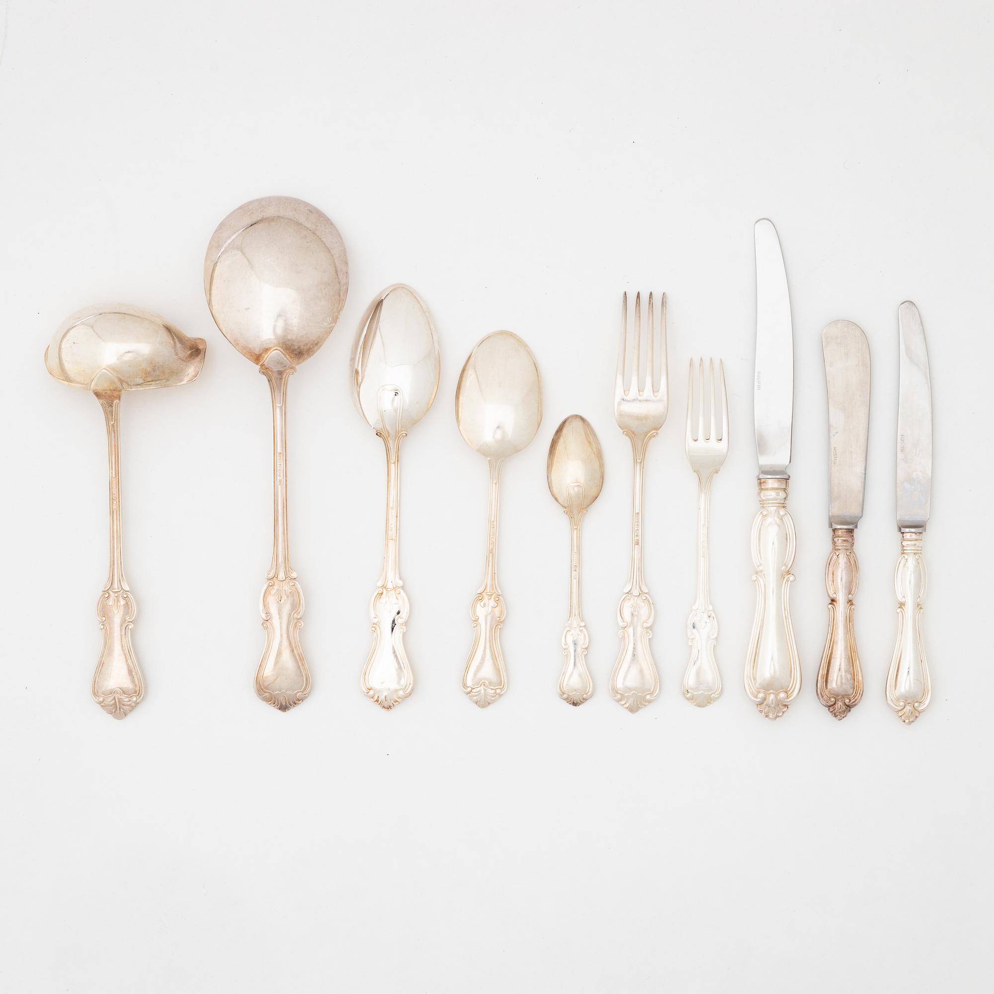 An 86-piece Swedish  silver cutlery, model 'Olga', marks of GAB, Eskilstuna, including 1974.