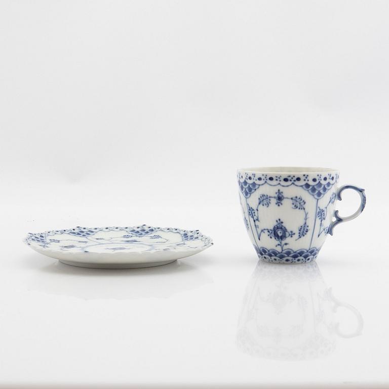 Service, 46 pieces, porcelain, Blue Fluted "Full Lace" and "Half Lace", Royal Copenhagen, Denmark.