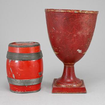 A Biedermeier tobacco jar, and vase, probably Germany, first half of the 19th century.