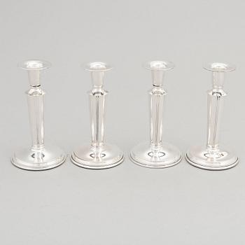 Four Swedish Silver Candlesticks, mark of Tenn & Silver Ab, Gothenburg 1955-56.