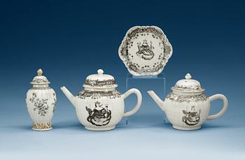 1460. A part grisaille  tea service, Qing dynasty, Qianlong (1736-95).