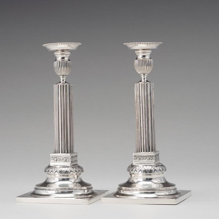 A pair of Swedish 18th century silver candlesticks, marks of Stephan Westerstråhle, Stockholm 1792.