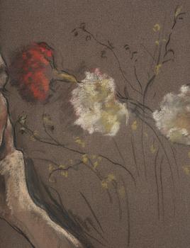 Lotte Laserstein, Woman's portrait with flowers.