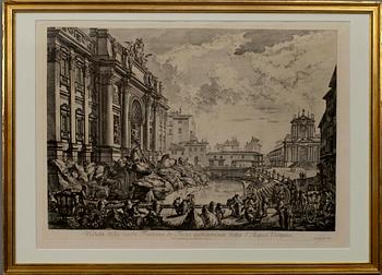 GIOVANNI BATTISTA PIRANESI, KOPPARSTICK, senare avdrag, Veduta della vasta Fontana di Trevi anticamente detta l'Acqua Vergine.