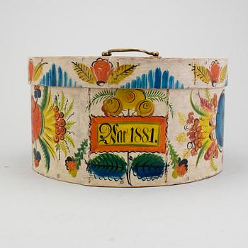 A painted traditional folk art case Norway dated 1881.