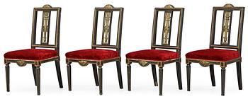 569. A set of four late Gustavian late 18th Century chairs, design Carl Wilhelm Carlberg.