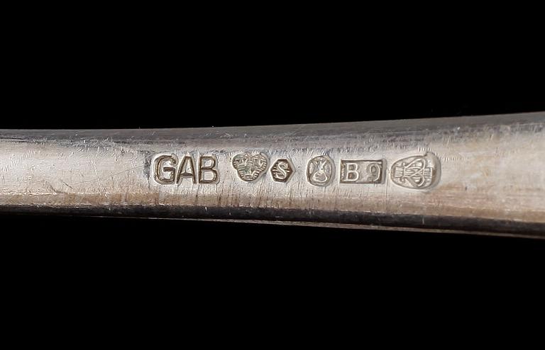BESTICKSERVIS, delar, silver, "Chippendale", GAB, 1900-tal. Tot vikt ca 3800 gram.