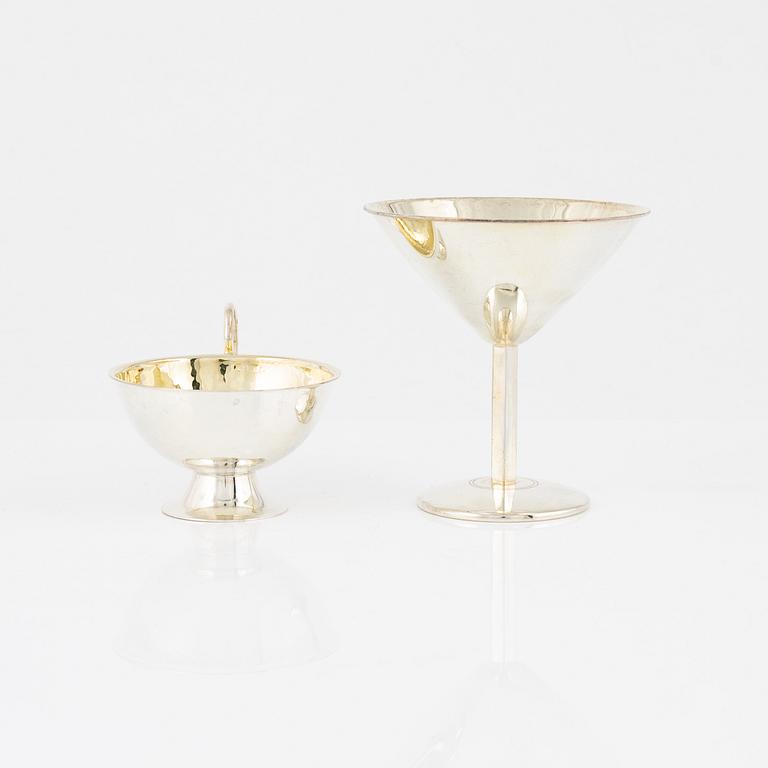 Punschmuggar, 11 st samt cocktailglas, 3 st, silver, BEFA, Göteborg, bl.a. 1976.