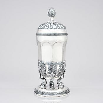 Bägare med lock, silver, svenska importstämplar samt K Anderson, Göteborg 1913.