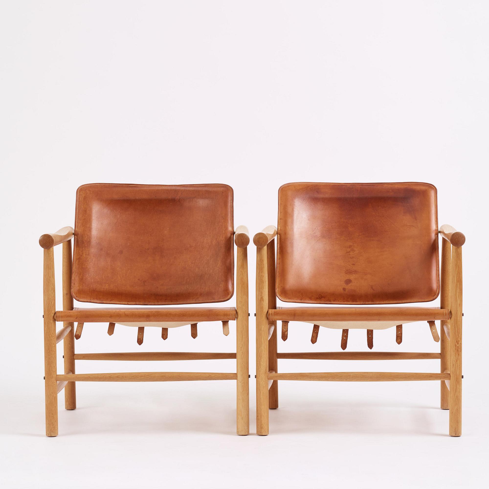 Kai Lyngfeldt-Larsen, a pair of safari chairs model "506", Søborg Møbelfabrik, Denmark, 1960s.