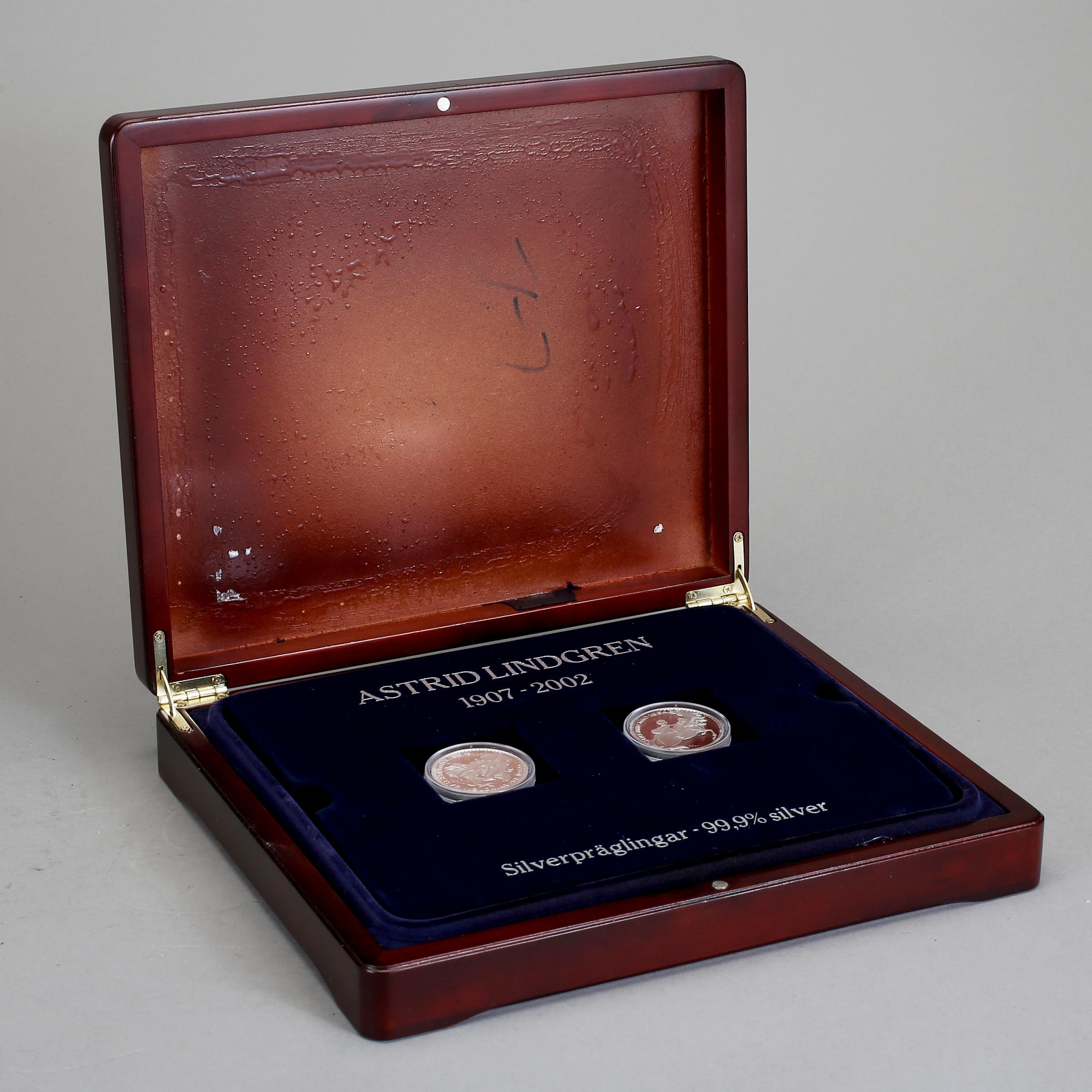 MEDALJER, 15 st, mestadels silver, Astrid Lindgren, Totalvikt ca 400 g.