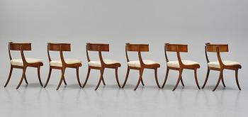 A set of six Danish Empire mahogany 'Klismos' chairs, Copenhagen, early 18th century.
