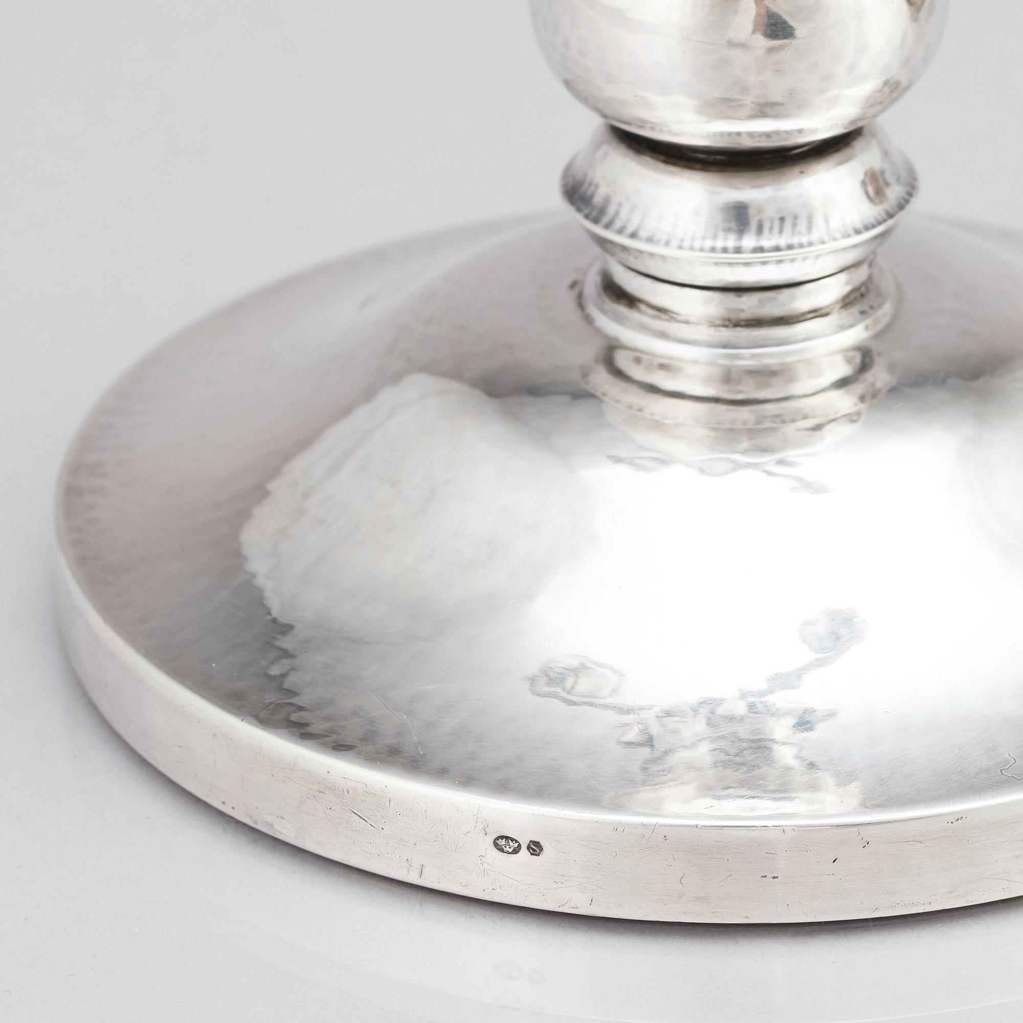 Johan Rohde, a pair of sterling silver candelabra for Georg Jensen, Copenhagen 1933-44, design nr 343.