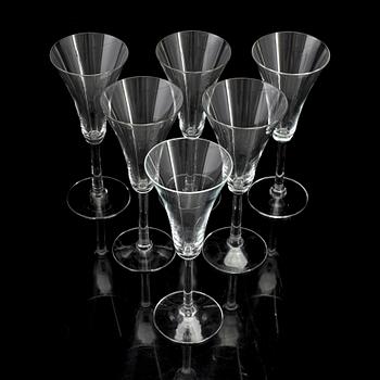 Six champagne glasses, glass, Finland, second half of the 20th century.