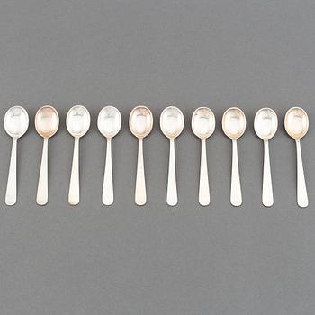 Wiwen Nilsson, a set of 10 silver coffee spoons, Lund, Sweden 1952-64.