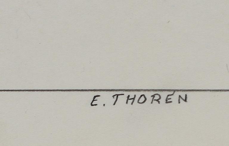 ESAIAS THORÉN, teckning, blyerts, sign.