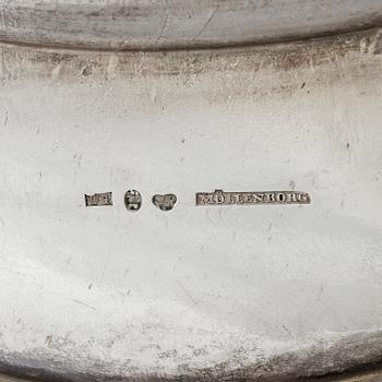 A Swedish silver dish with the family crest of Åkerhielm by Gustaf Möllenborg in Stockholm 1850.