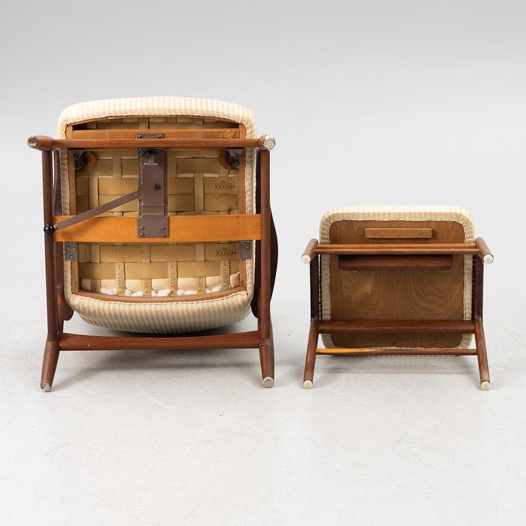 Fåtölj med fotpall, 1900-talets andra hälft, Danmark.