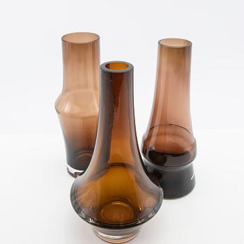 Tamara Aladin, vaser, 3 st, glas, Riihimäen Lasi, Finland, 1960/70-tal.