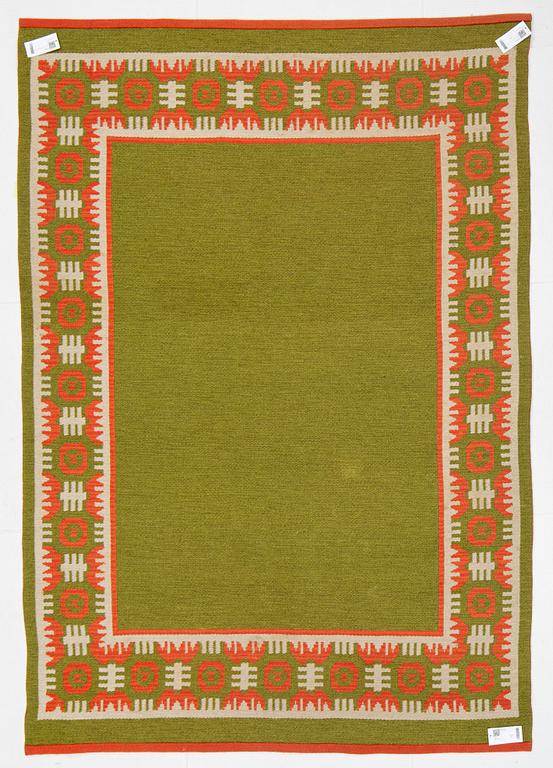 Berit Woelfer, matta, dubbelvävd slätväv, signerad BW, ca 224 x 162 cm.