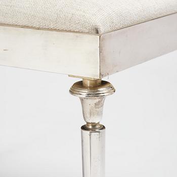 Torkov, a silver-plated metal bench, Illums Bolighus, Denmark, 1930s.