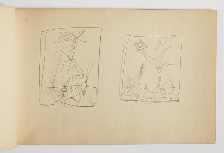 GÖSTA ADRIAN-NILSSON, sketchpad, 1920/30's, by the artist's own hand inscribed GAN with blue colour pencil on the cover.