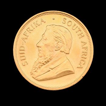 GULDMYNT, finguld, Krugerrand, Sydafrika, 1983. Vikt ca 34 g.