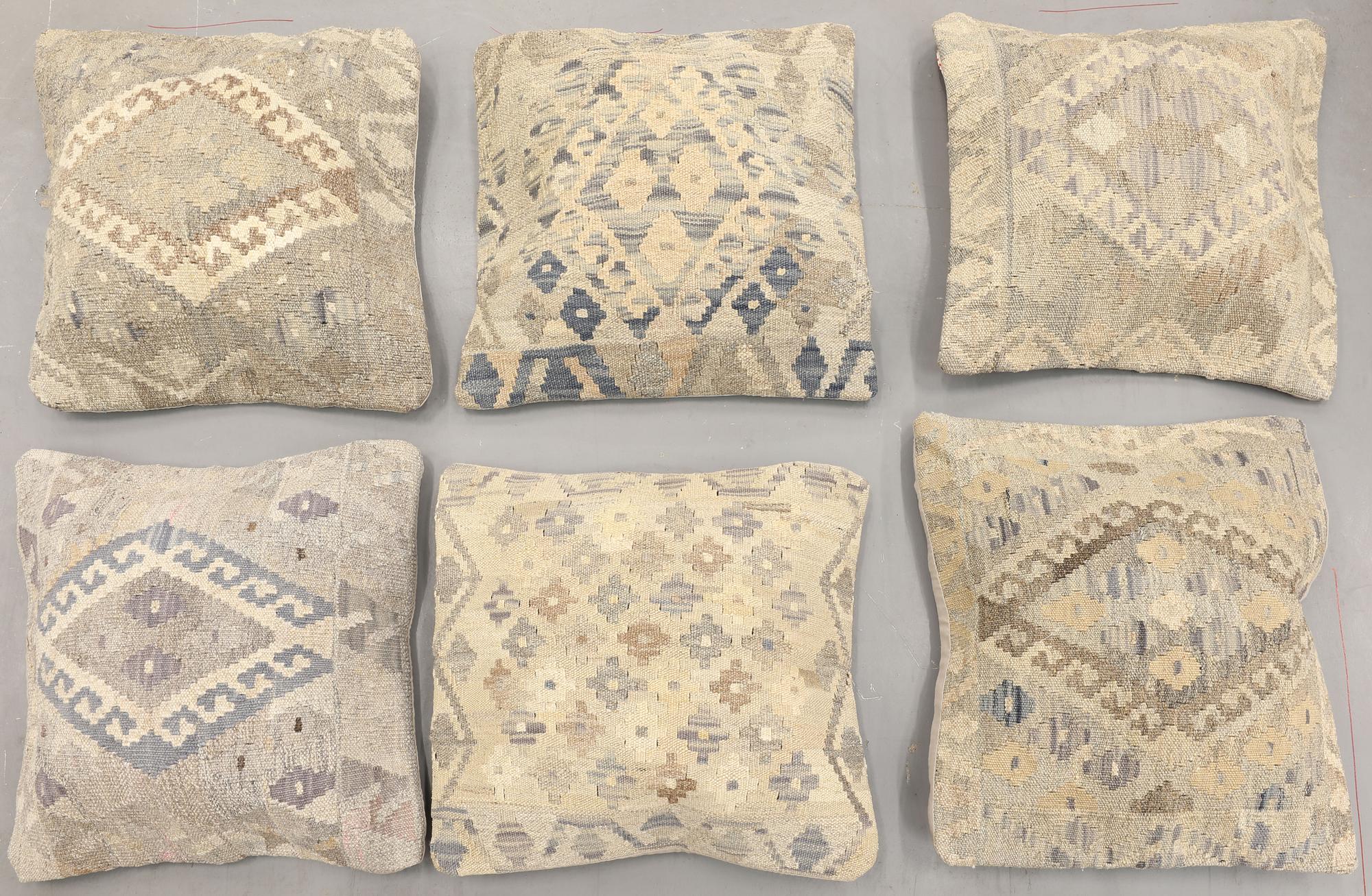 Kuddfodral, 6 st, Kelim, ca 50 x 50 cm.
