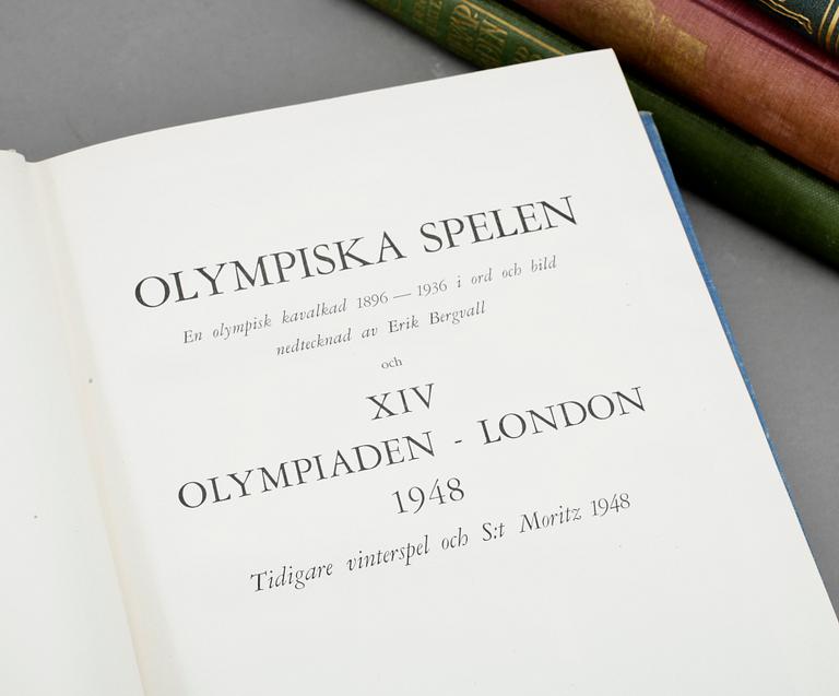 PARTI BÖCKER, 6 volymer, bla Idrottsboken 1945, Olympiska spelen 1912.