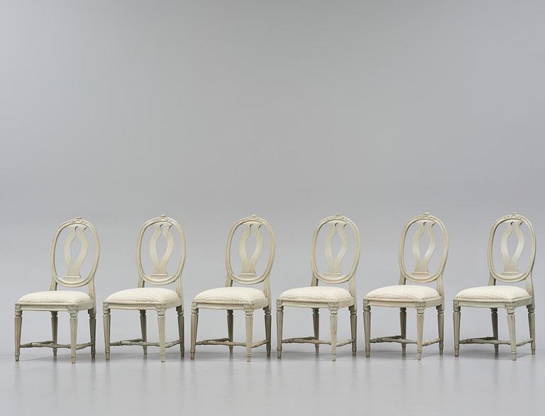 A set of six Gustavian chairs by J. E. Höglander (master in Stockholm 1777-1813).