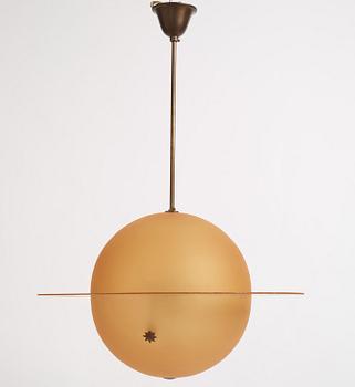 Edward Hald, a rare ceiling lamp, Orrefors, 1930s.