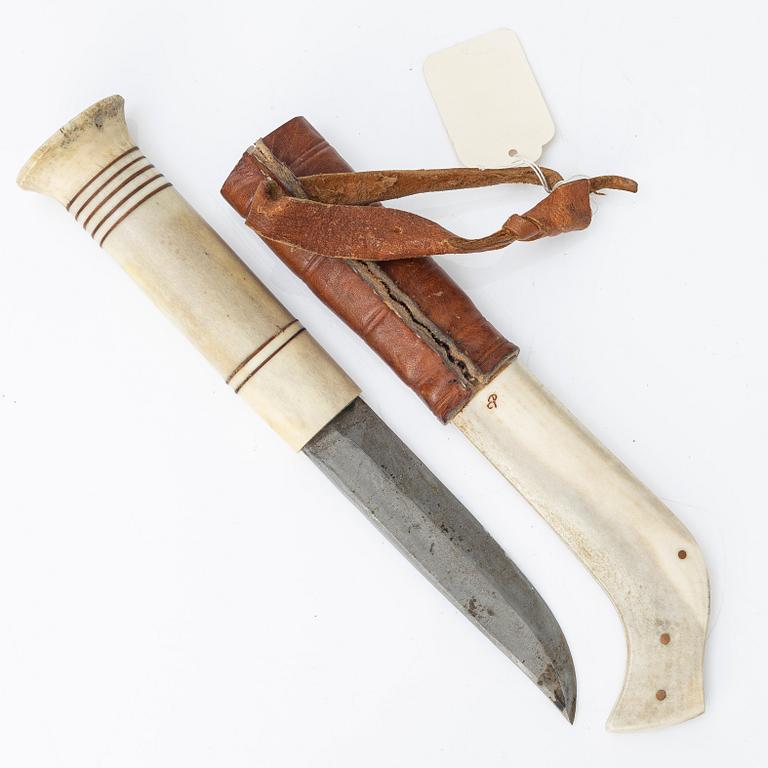 Esse Poggats, (d.y.), half-horn knife, signed.