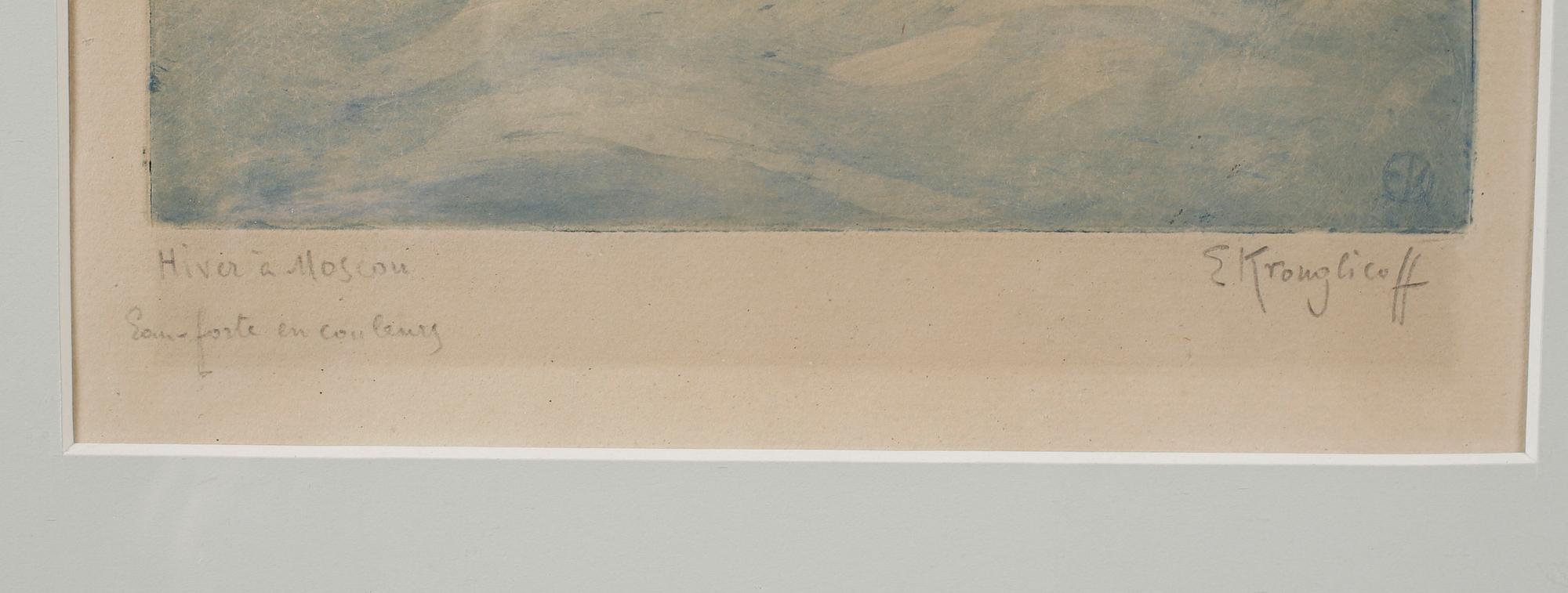 ELISABETH DE KROUGLICOFF, etching, signed.