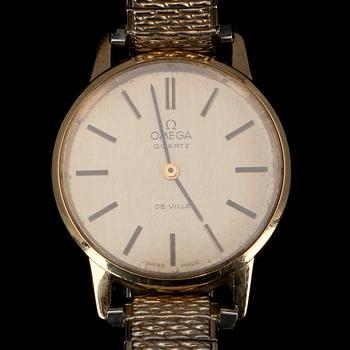 ARMBANDSUR, guld på stål, Omega de Ville. 1900-talets mitt.