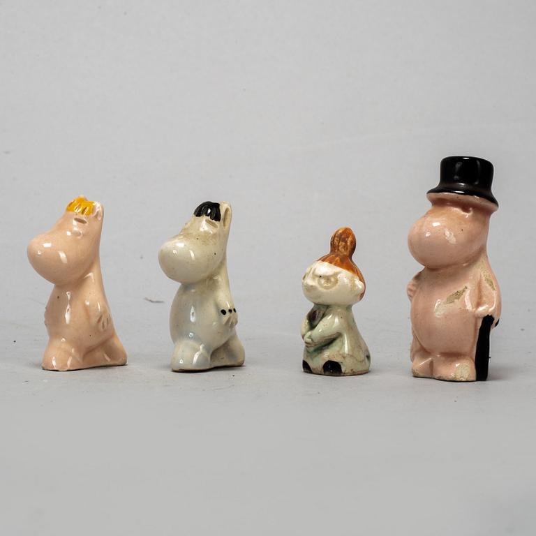 SIGNE HAMMARSTEN-JANSSON, eight ceramic Moomin figurines from Arabia, Finland, 1950's.