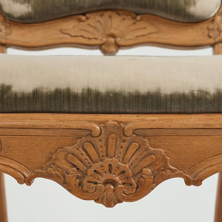 A Royal Swedish rococo chair decorated by  Johan Liung 1747.