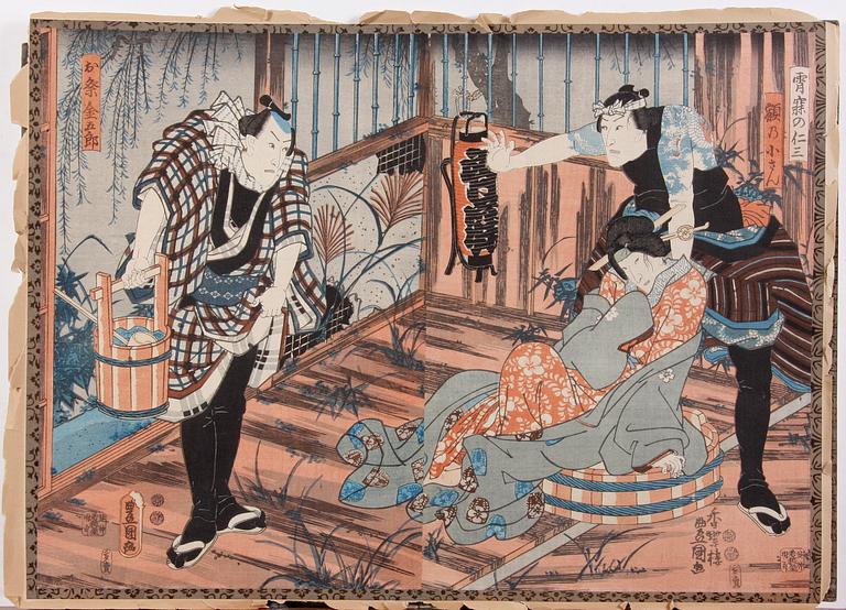 OKÄNDA KONSTNÄRER, träsnitt, 3 st, 1800/1900-tal, Japan.