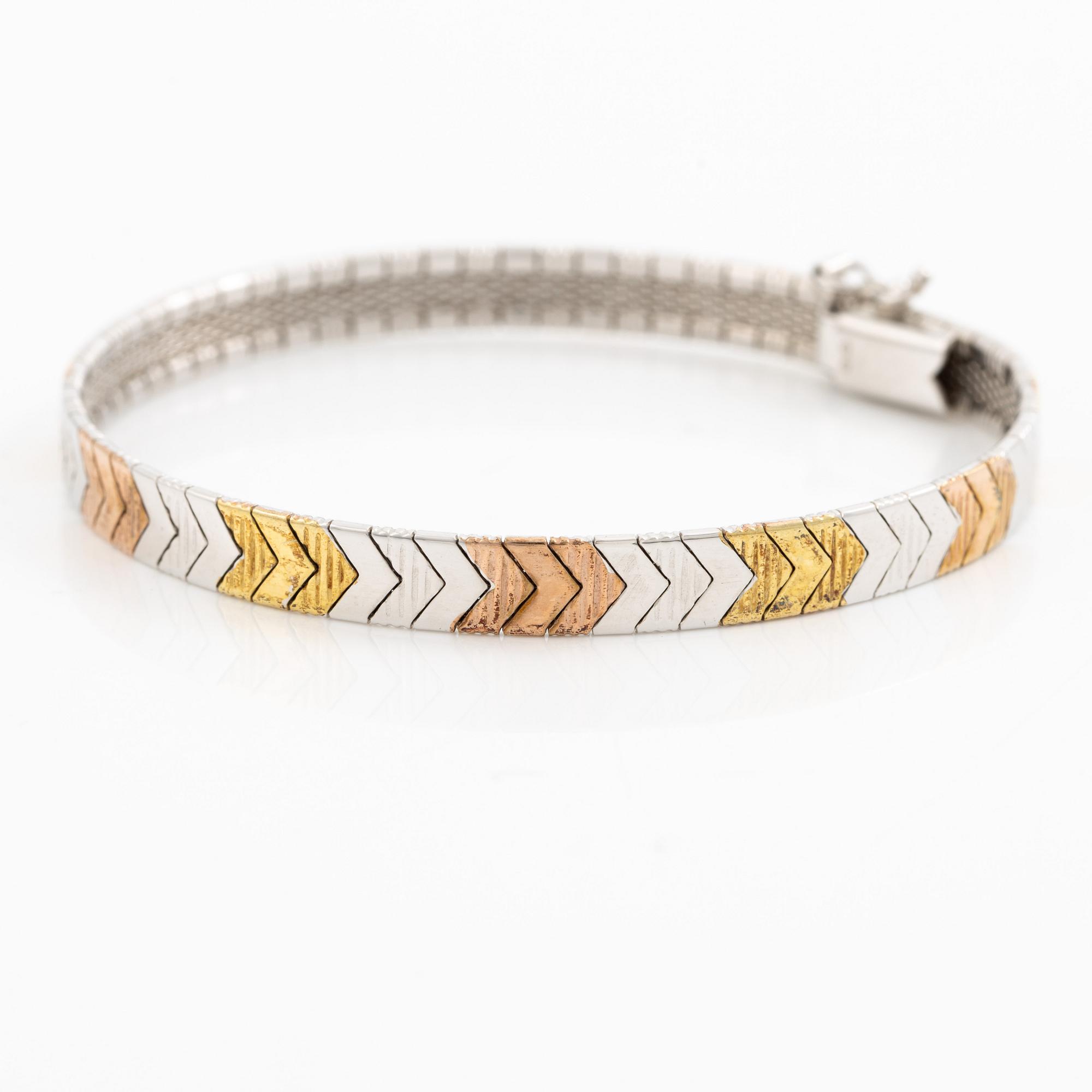 Bracelet in three colours, sterling silver.