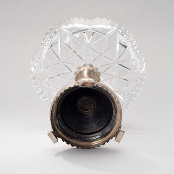 JALALLINEN KULHO, hopeaa ja lasia, Pietari noin 1900 Vasili Kanginin tekemä hovihankkija Morosoville.