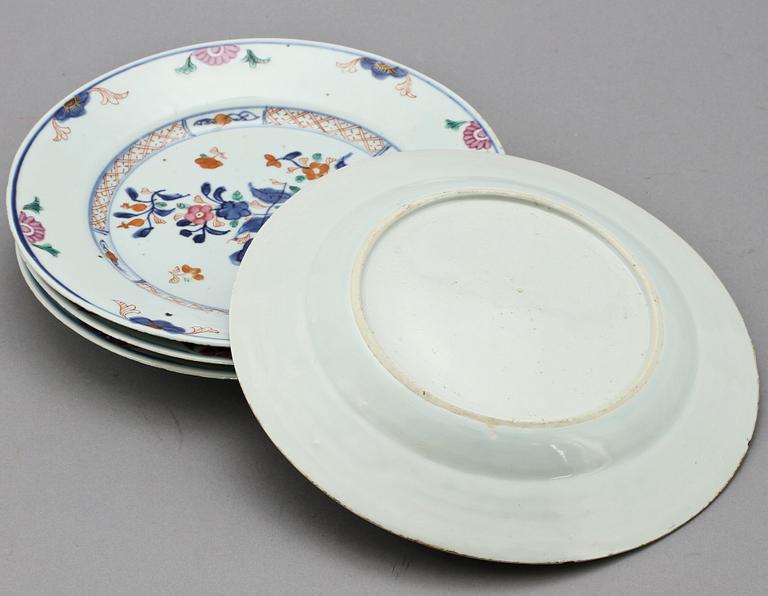 TALLRIKAR, 4 st, porslin, Kina, 1700-tal.