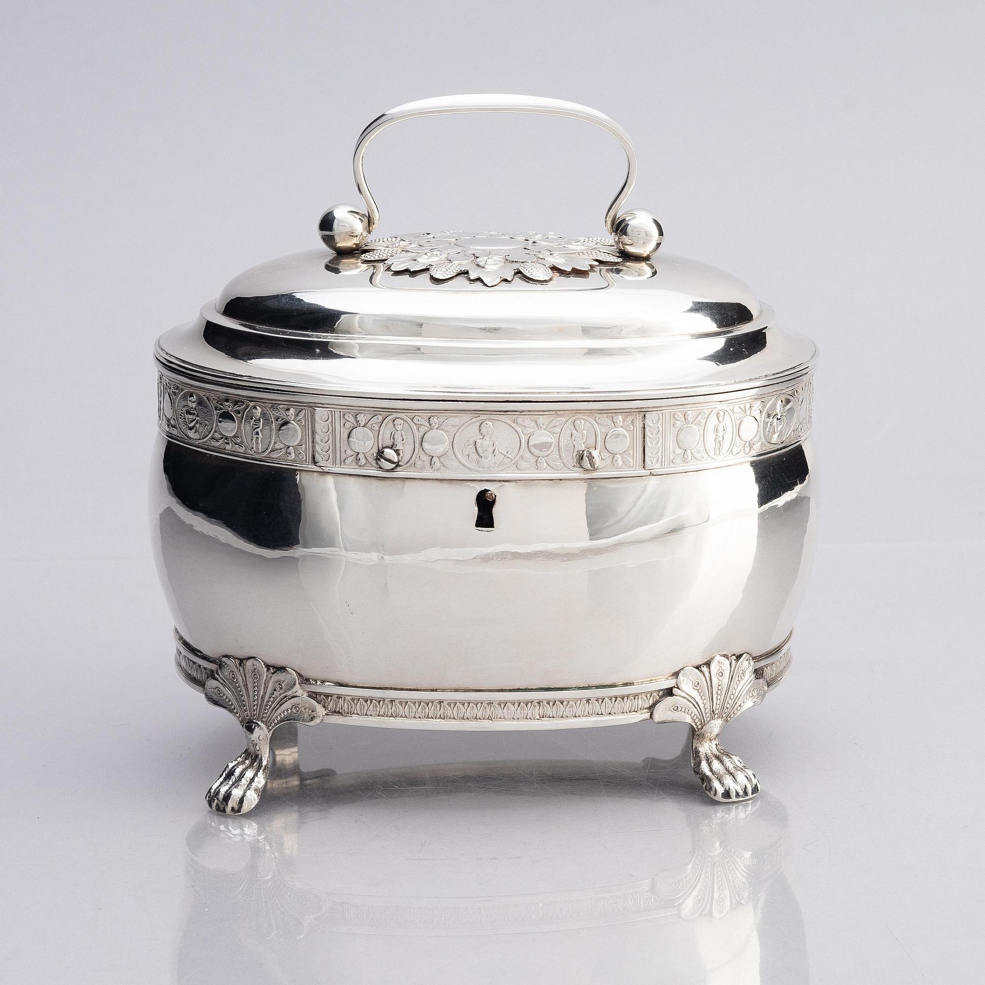 A Swedish empire silver sugar-casket, mark of Magnus Dahlqvist, Stockholm 1822.
