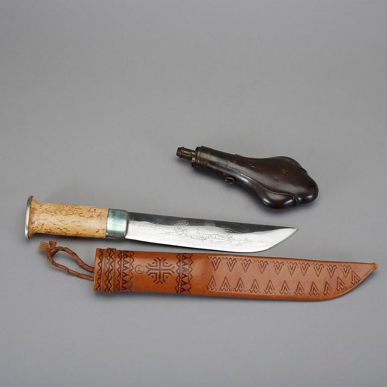 KNIV samt KRUTHORN, 1800/1900-tal.