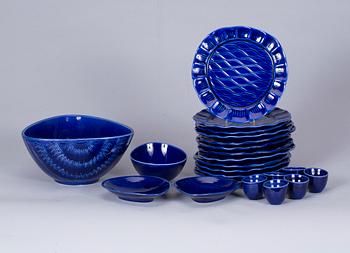 SERVISDELAR, 22 delar, flintgods, Hertha Bengtsson, Rörstrand.