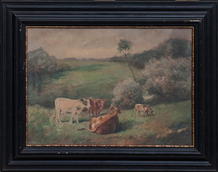 OKÄND KONSTNÄR, akvarell, otydligt sign, daterad 1897.