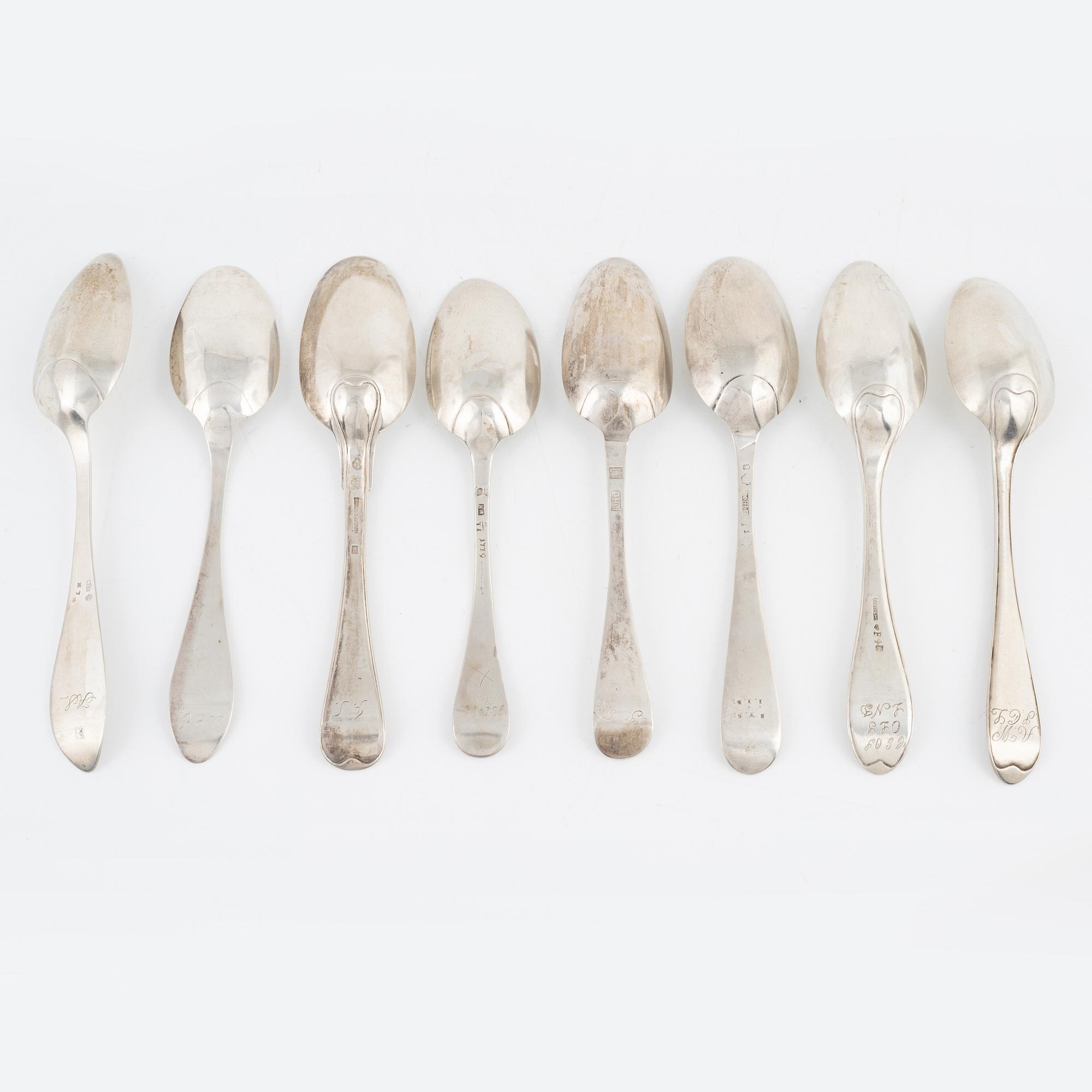 A set of  Silver Spoons, including Andreas Isberg, Skänninge 1814 (8 pieces).